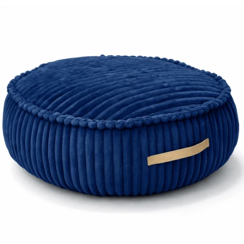 Okrągła sztruksowa pufa dziecięca Churros Midnight Blue - Meow Baby