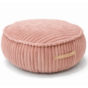 Okrągła sztruksowa pufa dziecięca Churros Ruby Chocolate Pink - Meow Baby