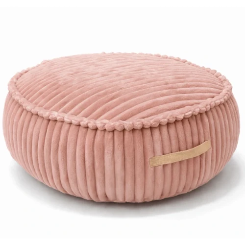 Okrągła sztruksowa pufa dziecięca Churros Ruby Chocolate Pink - Meow Baby