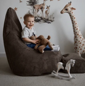 Pufa Sako Bag z podnóżkiem dla dziecka Tearo Aesthetic Brązowa - Meow Baby