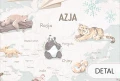 Miętowa tapeta dziecięca z mapą świata i motywem podróży