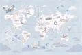 Tapeta mapa świata dla dzieci Wanderlust Blue