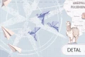 Tapeta mapa świata dla dzieci Wanderlust Blue detal