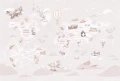 beżowa tapeta dla dzieci z mapą świata Wanderlust Neutral