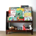 Drewniana biblioteczka Montessori na książki i zabawki Ciemny Brąz Vintage