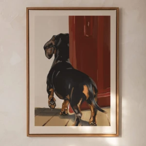 Plakat z jamnikiem Dachshound Exit – Dekornik