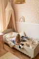 Oliwkowe łóżko dziecięce Babushka 90x200 cm – elegancki mebel do pokoju dziecka w stylu retro