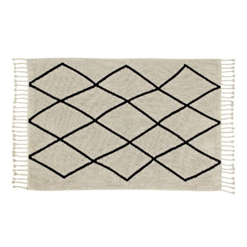 elegancki bawełniany dywan w diamentowy wzór z czarnymi liniami lorena canals