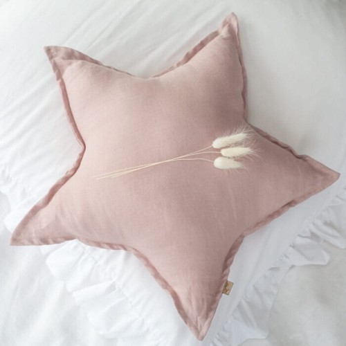 poduszka gwiazdka len róż