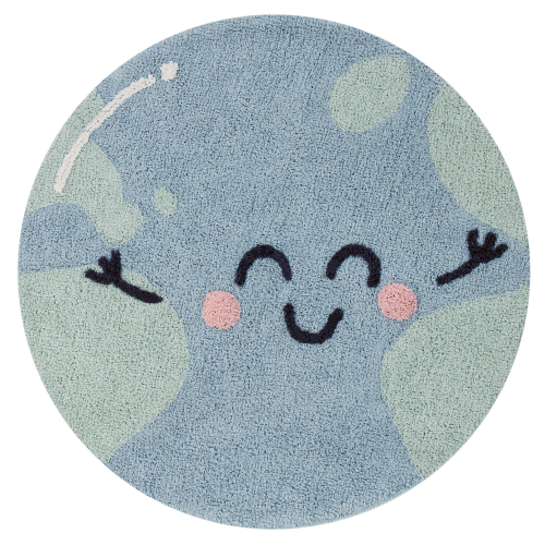 okrągły dywan dziecięcy ziemia z uśmiechem