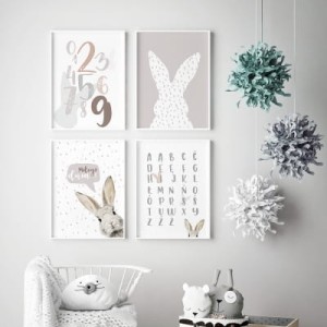 YOKO DESIGN - ZESTAW 4 PLAKATÓW KRÓLIK STEFAN ALFABET CYFRY