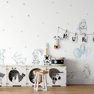 YOKO DESIGN - NAKLEJKI NA ŚCIANĘ PASTELOWE KRÓLIKI NIEBIESKIE