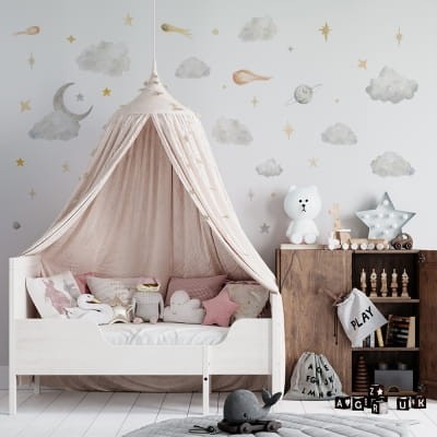 naklejki na ścianę do pokoju dziecka chmurki gwiazdy