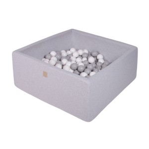 MEOW BABY - SUCHY BASEN Z PIŁECZKAMI KWADRATOWY JASNOSZARY