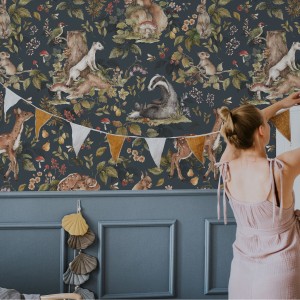 DEKORNIK - TAPETA CUTE FOREST ANIMALS DARK