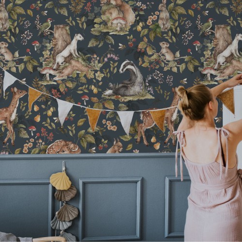 tapeta Dekornik cute forest animals ciemna