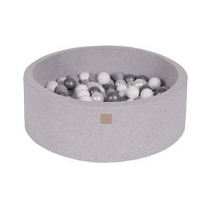 MEOW BABY - SUCHY BASEN Z PIŁECZKAMI OKRĄGŁY JASNOSZARY