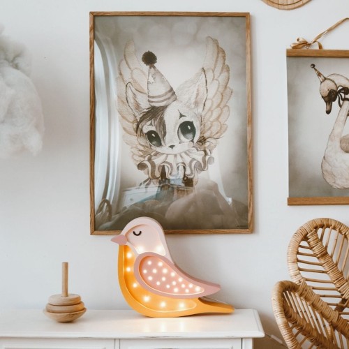 LITTLE LIGHTS lampka ptak pomarańczowo różowy