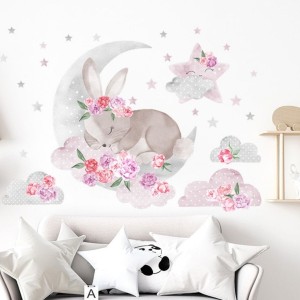 PASTELOWE LOVE- NAKLEJKA ŚPIĄCY KRÓLIK RÓŻOWY