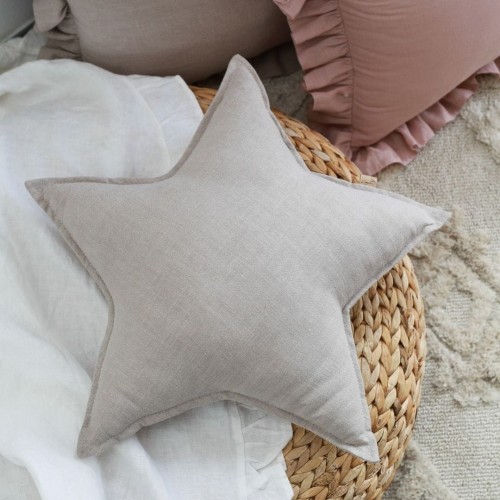 poduszka gwiazdka len  beż