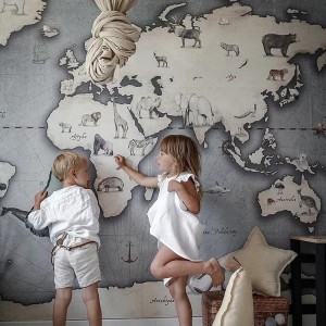 MALUMI - TAPETA DLA DZIECKA MAPA ŚWIATA MAPS DARK BLUE