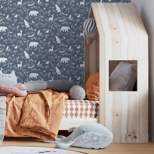 tapeta forest animals blue