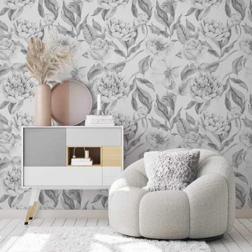 tapeta w czarno-biale kwiaty yokodesign (2).jpg