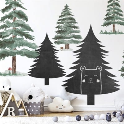 naklejka tablicowa świerki