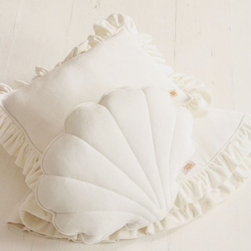 poduszka dekoracyjna muszla velvet biała