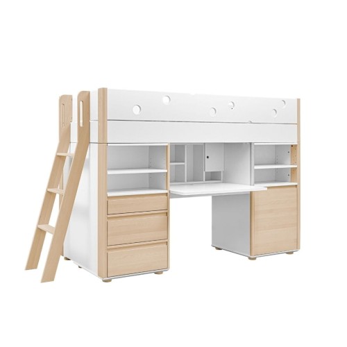 łóżko podniesione z biurkiem