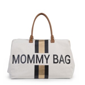 CHILDHOME - TORBA MOMMY BAG KREMOWA PASKI CZARNO - ZŁOTE