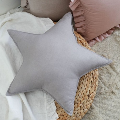 poduszka gwiazdka len szara