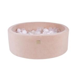 MEOW BABY - SUCHY BASEN Z PIŁECZKAMI OKRĄGŁY VELVET ECRU