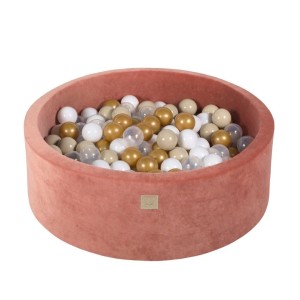 MEOW BABY - SUCHY BASEN Z PIŁECZKAMI OKRĄGŁY VELVET CZERWIEŃ MARSALA