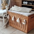 Boho skrzynia wiklinowa do przechowywania zabawek i pluszaków