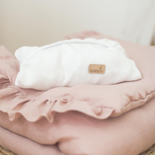 prześcieradło do gondoli len białe