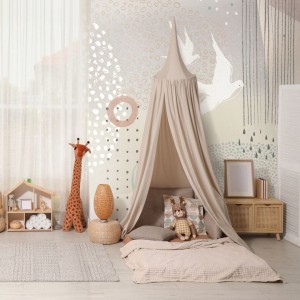 MALUMI - TAPETA RAINBOW DOTS BIRDS