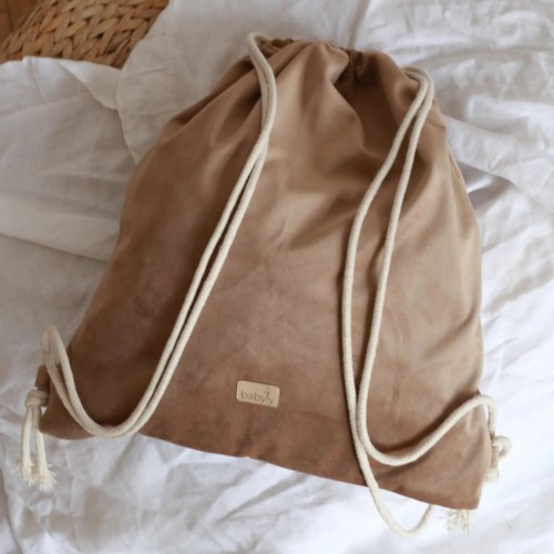 worek plecak dla dziecka beżowy welur