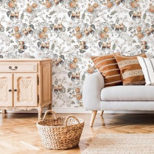 YOKO DESIGN - TAPETA KWIATY I BRZOSKWINIE W48