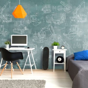MALUMI - TAPETA DLA CHŁOPCA PLAC BUDOWY PATTERN