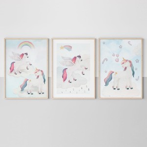 YOKO DESIGN - ZESTAW 3 PLAKATY JEDNOROŻCE I PEGAZY