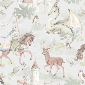 DEKORILLO - TAPETA DZIECIĘCA BAŚNIOWY RYCERZ SZARA