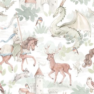 DEKORILLO - TAPETA DZIECIĘCA BAŚNIOWY RYCERZ BIAŁA