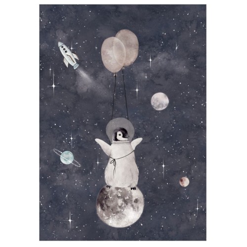 granatowy plakat astronauta