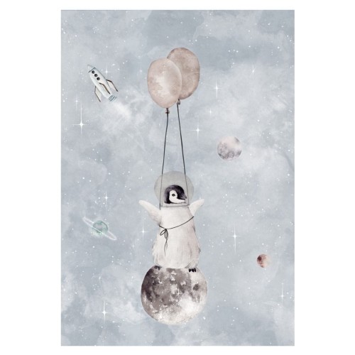 blekitny plakat astronauta