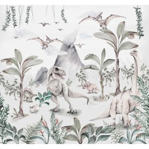 DEKORILLO - TAPETA DZIECIĘCA MURAL PREHISTORYCZNY ŚWIAT DINOZAURÓW