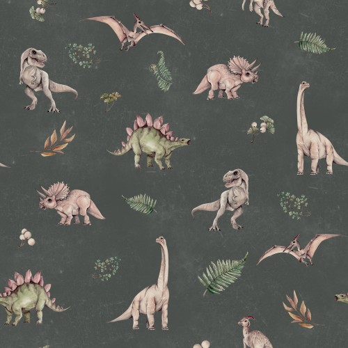 zielona tapeta w dinozaury