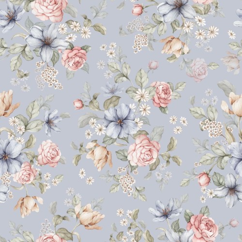 niebieska tapeta bukiet kwiatow