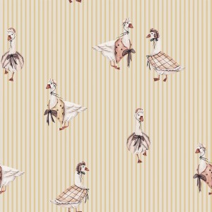 DEKORILLO - TAPETA DZIECIĘCA GĄSKI RETRO ZGASZONY ŻÓŁTY