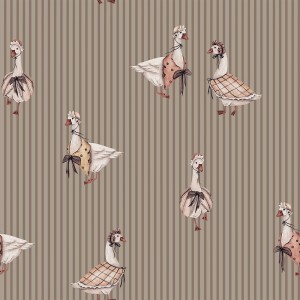 DEKORILLO - TAPETA  DZIECIĘCA GĄSKI RETRO BRĄZOWA